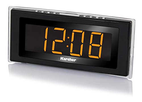 Karcher UR 1080 Uhrenradio (PLL-FM-Radio, Raumtemperaturanzeige, LED-Stimmungslicht, dimmbares Display, Dual-Alarm, Wochenend/Nap/Snooze-Funktion, Sleep-Timer) schwarz