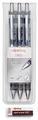 rOtring Tikky 3er Set mit Colourcode 0,35 / 0,5 / 0,7 (mit Ersatzminen HB und Radierer B20)