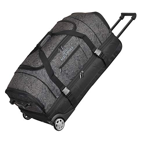 KEANU Reisetrolley Rollen Reisetasche :: XL Trolley Scooter :: 85 Liter Volumen, 2 getrennte Hauptfächer, Wäsche- Schuhfach, Seitentasche, Vordertasche (Black Jacquard)