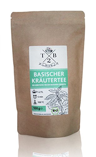 Basischer Kräutertee in Bio-Qualität zur basischen Ernährung mit Brennessel, 100g (Ca. 40 Tassen)| T2B by Sarenius