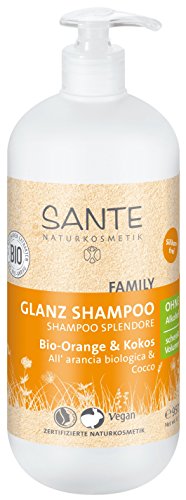 SANTE Naturkosmetik Family Glanz Shampoo Bio-Orange & Kokos, 950ml Familiengröße mit Pumpspender, Fruchtiger Duft, Vegan