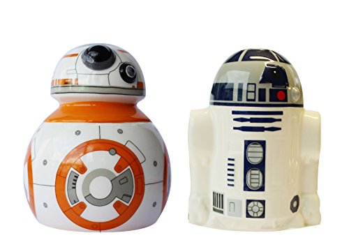 Star Wars 21826 - BB-8 und R2-D2 Set: Slaz- und Pfefferstreuer in Keramik in Geschenkverpackung, 8 x 8 x 10 cm