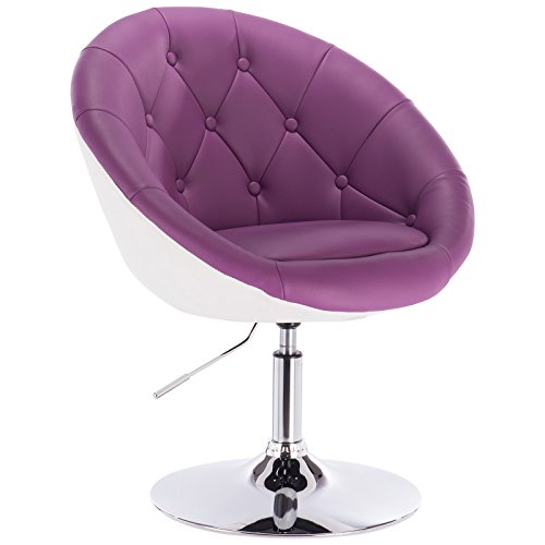 WOLTU BH41vlw-1 1 x Barsessel Loungesessel mit Armlehne Kunstleder 2 farbig Violett+Weiss