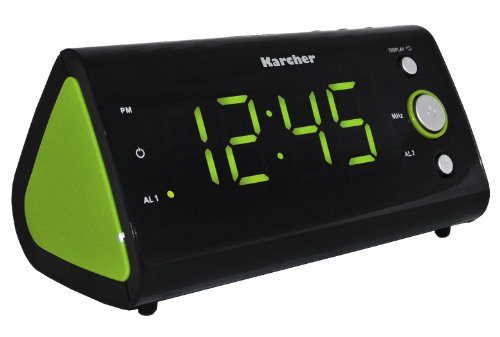 Karcher UR 1040-G Uhrenradio (PLL-Radio, Temperaturanzeige, Dual-Alarm) schwarz/grün