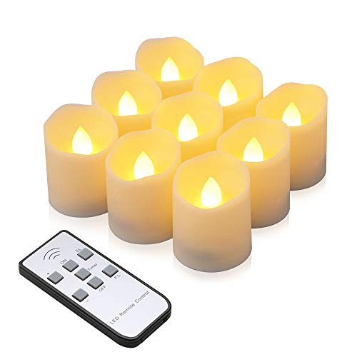 LED Kerzen, synmixx 9 LED Flammenlose Teelichter Flackern Kerzen mit Fernbedienung, Timerfunktion, Dimmbar, Elektrische Kerze Lichter für Weihnachtsdeko, Party, Geburtstags (Warmweiß)