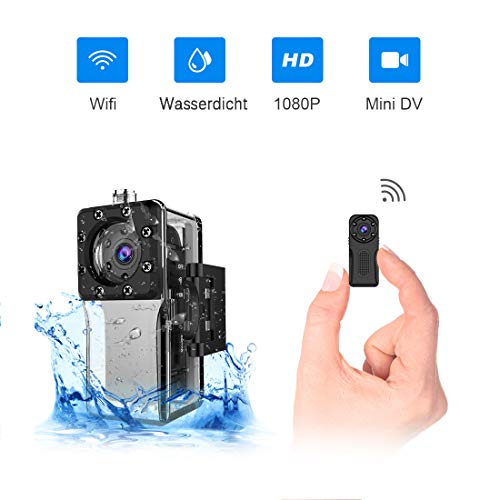 Wasserdichte Wlan Mini Kamera, NIYPS Full HD 1080P Kleine Überwachungskamera, Mikro Wifi Nanny Cam mit Bewegungserkennung und Infrarot Nachtsicht,Innen/Aussen Wireless Weitwinkel IP Sicherheit Kameras