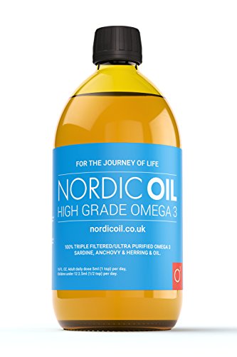 Nordic Oil Hohe Festigkeit 500ml Omega 3 Fischöl. Geschmack Award Winning Lemon Aromatisiert und Drittanbieter getestet