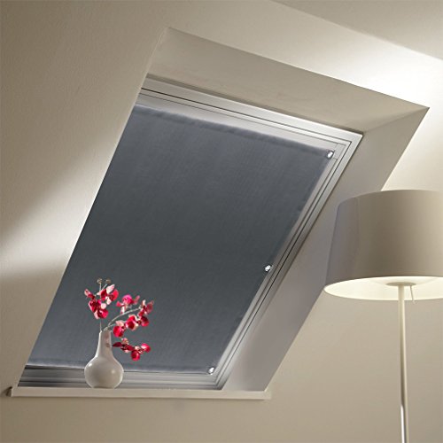 KINLO Dachfensterrollo 48 x 93cm Dunkelgrau Thermo Sonnenschutz Verdunkelungsrollo für Velux Dachfenster UV Schutz mit Saugnäpfe ohne Bohren