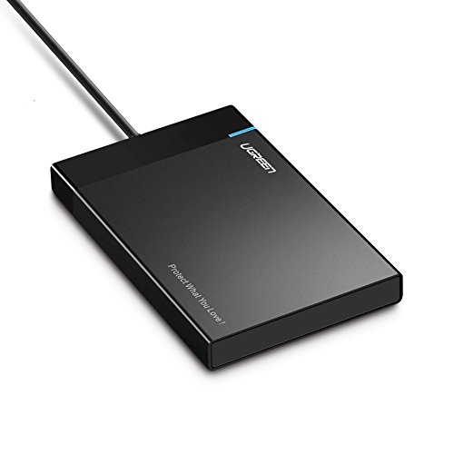 UGREEN USB 3.0 Festplattengehäuse 2,5 Zoll USB 3.0 Externes Festplattengehäuse UASP Festplatte Externes Gehäuse Case für 9.5mm 7mm 2.5' SATA SSD und HDD mit USB 3.0 Kabel (30CM), werkzuglos Schwarz