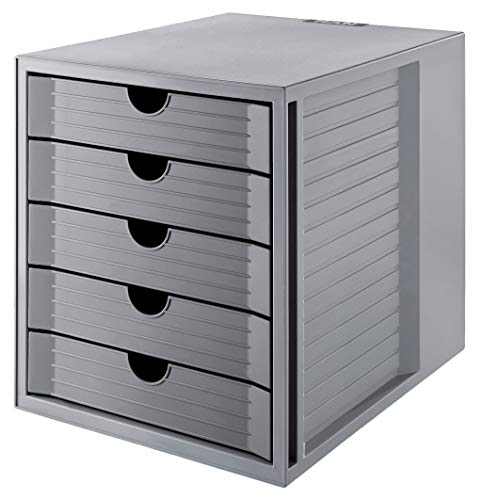 HAN Schubladenbox SYSTEMBOX KARMA 14508-18 in Öko-Grau - Ordnungsbox DIN A4 - Mit geschlossenen Schubladen aus nachhaltigem Kunststoff