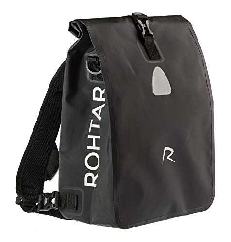 Rohtar Allround Series - Fahrradtasche - Fahrradrucksack - Gepäckträgertasche - Die ideale Reisetasche für Radfahrer - Verdeckte Gurte und Haken und voll wasserdichtes PVC-Gewebe - 18L Schwarz