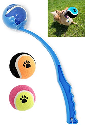 BPS Interaktives Spielzeug Ballschleuder für Hunde Haustiere 2 Bälle Geschenke für Haustiere 3 Größen Farbe zufällig