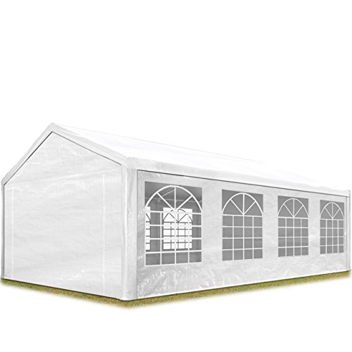 TOOLPORT Partyzelt Pavillon 4x8 m in weiß 180 g/m² PE Plane Wasserdicht UV Schutz Festzelt Gartenzelt