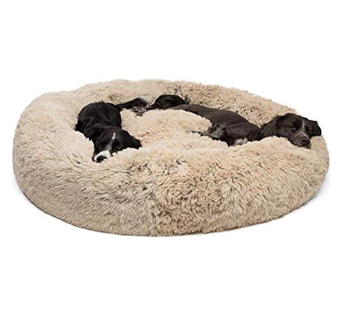 Segle Shag Fuax Donut Cuddler Höhlenbett für kleine,Mittelgroße und Große Hunde-80 * 80 * 18 cm
