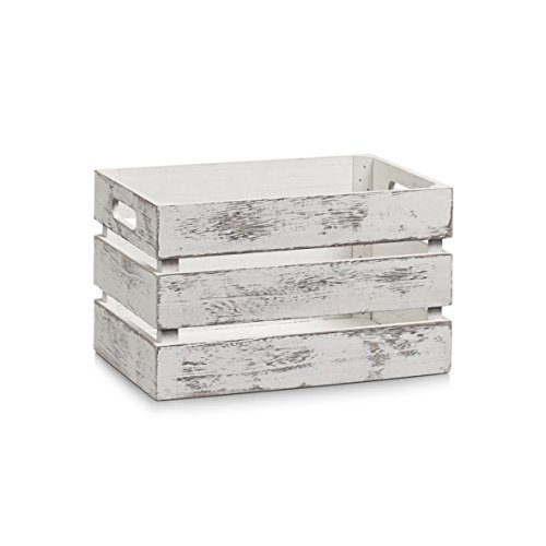 Zeller 15130 Aufbewahrungs-Kiste, Holz, vintage weiß, 31 x 21 x 18,7 cm