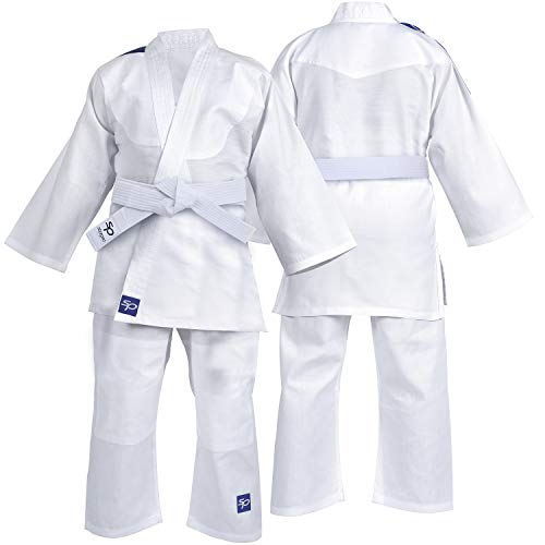 Starpro Kinder Kampfkunst Kostüm Karate Judo Anzug Kleidung - Kampfkunst Judo Kit Kostüm Set Jacke Hosen mit kostenlosem Gürtel (White, 100cm)