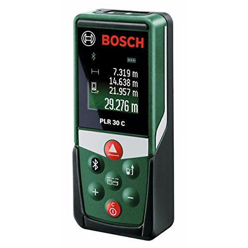 Bosch Laser Entfernungsmesser PLR 30 C (App Funktion, 3x AAA Batterien, Schutztasche, Messbereich: 0,05 - 30 m)