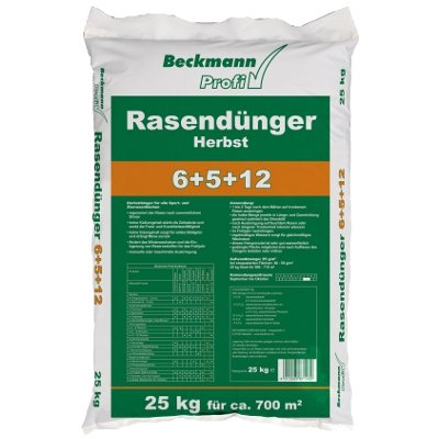 25 kg Premium Rasendünger Herbst für 700m² Beckmann Profi Rasen Dünger FREI HAUS