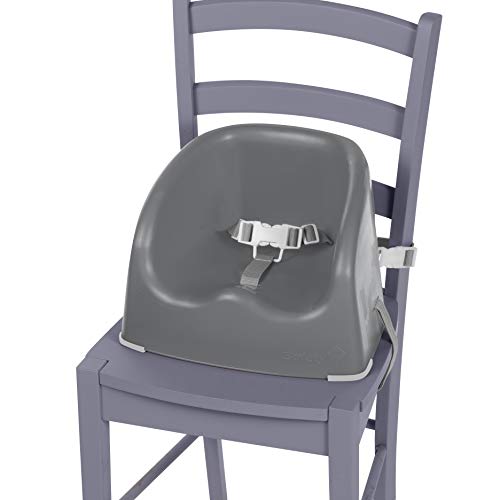 Safety 1st Sitzerhöhung Essential Booster, schnelle und einfache Anbringung auf allen gängigen Esstischstühlen, pflegeleichte Oberfläche, 3-Punkt-Gurt für einen sicheren Halt, warm grey