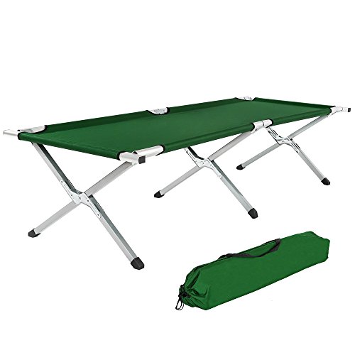 TecTake XL Alu Feldbett Campingbett belastbar bis 150 kg mit Transporttasche -diverse Farben- (Grün)