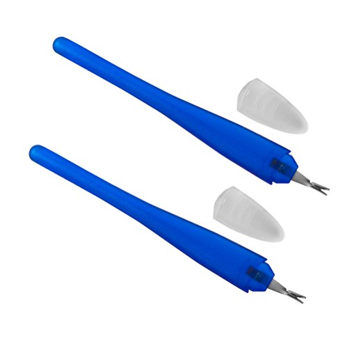 2x Nagelhautmesser mit Löffelspitze V-Form mit Schutzkappe - blau transparent - leicht und handlich