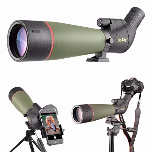 Gosky 2019 Aktualisiertes neuestes Spektiv - BAK4 Abgewinkeltes Spektiv für das Schießen von Zielen Jagd Vogelbeobachtung Wildlife Scenery mit Smartphone-Adapter und Kamera-Adapter für Canon