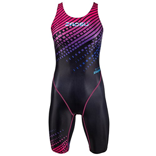 ZAOSU Wettkampf-Schwimmanzug Z-Purple Rain - Badeanzug mit Bein für Damen und Mädchen, Größe:152