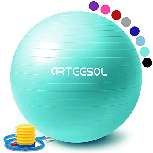 arteesol Gymnastikball, Balance Ball 45cm/55cm/65cm/75cm Yoga Ball mit Pumpe Anti-Burst Fitness Balance Ball für Core Strength (Meerblau, 65cm)
