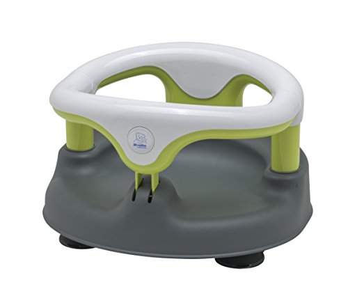 Rotho Babydesign Baby Badesitz / Sitz in Grau/Weiß/Apfelgrün mit aufklappbarem Ring inkl. Kindersicherung / für ein stressfreies und komfortables Baden, 21x24cm
