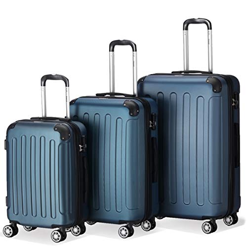 Flexot 2045 Koffer - Farbe Blau Größe XL Hartschalen-Koffer Trolley Rollkoffer Reisekoffer 4 Rollen