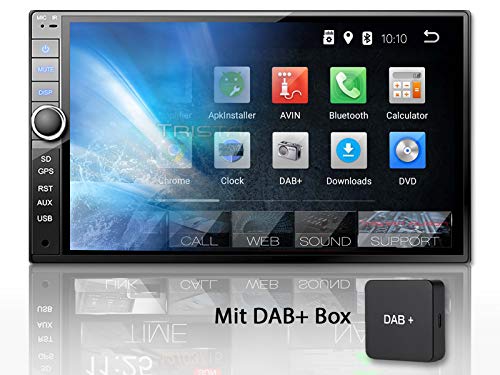 Tristan Auron BT2D7020A Autoradio + DAB+ Box, Android 9.0, 7'' Touchscreen Bildschirm, GPS Navi, Bluetooth Freisprecheinrichtung, Quad Core, USB/SD, OBD 2, DAB, 2 DIN