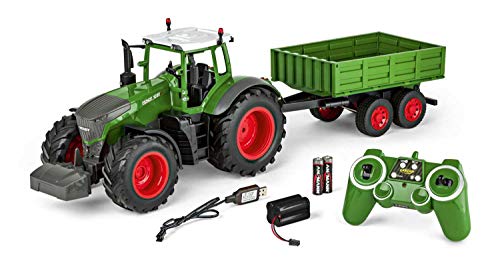 Carson 500907314 500907314-1:16 RC Traktor mit Anhänger 100% RTR, Ferngesteuertes Fahrzeug, Baufahrzeug mit Funktionen Licht und Sound, inkl. Batterien und Fernsteuerung, grün