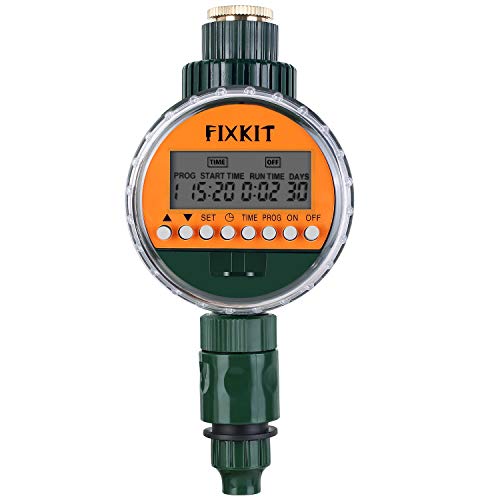 FIXKIT Bewässerungsuhr Neue LED Display Wasser Timer mit wasserdichte Schutzdeckel und Digital Bewässerung Programme(bis zu 30 Tagen) (Bewässerungsuhr)