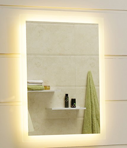 Badspiegel LED Spiegel GS084N mit Beleuchtung durch satinierte Lichtflächen Badezimmerspiegel (40 x 60 cm, warmweiß)