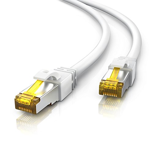 Primewire - 5m - CAT 7 Netzwerkkabel Gigabit Ethernet Lan (RJ45) | 10/100/1000Mbit/s | Patchkabel | S/FTP PIMF Schirmung | kompatibel zu CAT.5 / CAT.5e / CAT.6 | Switch/Router/Modem/Patchpannel/Access Point/Patchfelder | weiß