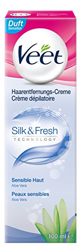 Veet Haarentfernungs-Creme Silk und Fresh sensible Haut, 100 ml