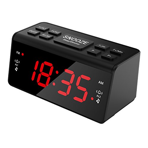 Digital FM AM Radiowecker Uhr Mit Nachtlicht-Funktion, Easy Snooze, Dual Alarm, Sleep-Timer – Anpassbare Helligkeitsregulierung