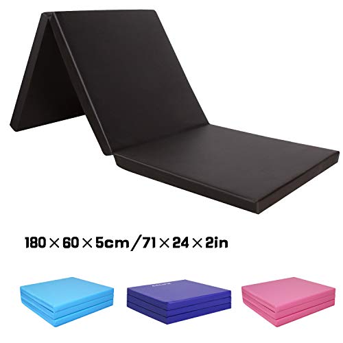 CCLIFE 180x60x5cm Weichbodenmatte Turnmatte Klappbar Gymnastikmatte Farbauswahl, Farbe:Schwarz