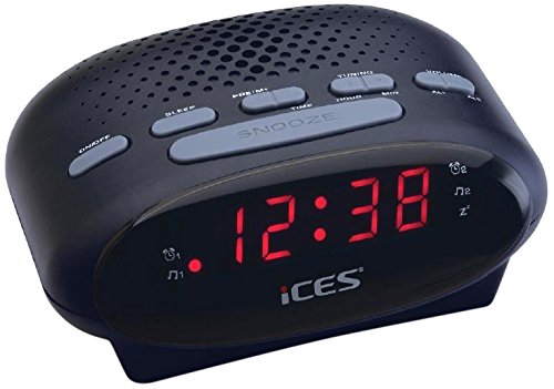 iCES ICR-210 Uhrenradio (2x Weckzeiten, Schlummerfunktion, Sleeptimer) schwarz