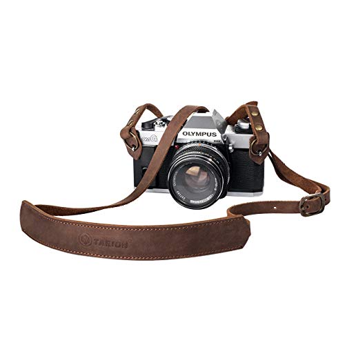 TARION Kamera Tragegurt Echtleder Kameragurt Trageriemen Schultergurt verstellbar (Braun, Länge: 145cm) für Leica Kamera oder DSLR Kompakt Kamera, Modell TNS-L1