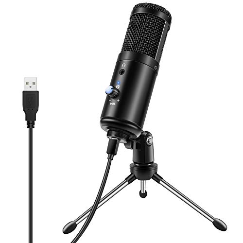 YOTTO USB Mikrofon Kit Computer Kondensatormikrofon Cardioid Monitor Microphone mit Mikrofonständer für Musik Video Aufnehmen Podcast Gaming