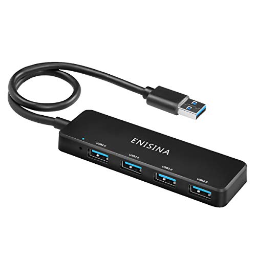Enisina USB Hub 4 Ports USB 3.0 HUB Super Slim and leicht für MacBook Pro/Air/Surface/Chromebook Pixel, Samsung und Andere Type C Geräte, Schwarz