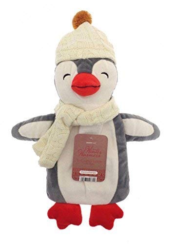 Kinder Wärmflasche mit Abdeckung 1L 100% Naturkautschuk Plüsch Peluche Kaninchen Koala Rentier Weihnachten Elf Rainbow Unicorn Geschenk Zubehör (grauer Pinguin)