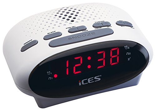 iCES ICR-210 Uhrenradio (2x Weckzeiten, Schlummerfunktion, Sleeptimer) weiß