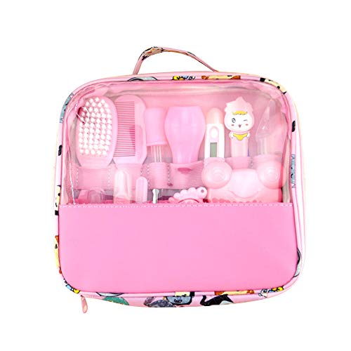Baby Grooming Set, Healthcare Kit-13Pcs, Thermometer Maniküre Set Baby Nagelpflege Baby Haarbürste für Neugeborene, Kleinkind (Pink)