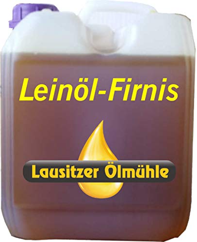Hoyo Technology GmbH 5 Liter Leinöl Firnis Lausitzer Leinölfirnis für Holzschutz doppelt gekocht und harzfrei