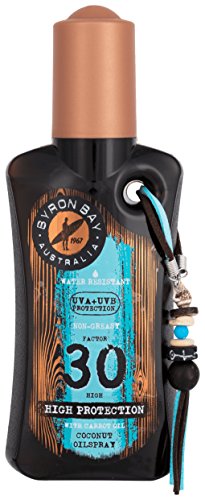 Sonnenöl LSF 30 von BYRON BAY | 200ml Kokos Sonnenöl Spray | Schutz und Bräune in einem | Mit verführerischen Kokos Duftöl | Ideal für Sommer Urlaub