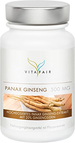 Panax Ginseng 490mg | Hochdosiert mit 20% Ginsenosiden | Koreanischer Ginseng-Wurzel Extrakt | 120 Kapseln | Vegan | Ohne Magnesiumstearat | Made in Germany