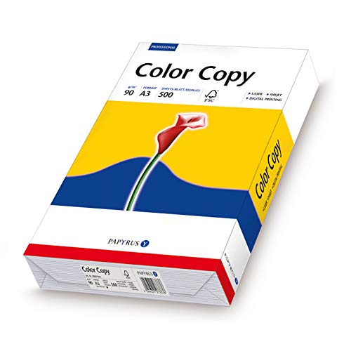 Papyrus 88007864 Drucker-/Kopierpapier, Farblaserpapier ColorCopy 90 g/m² A3, 500 Blatt hochweiß, Hochglatt