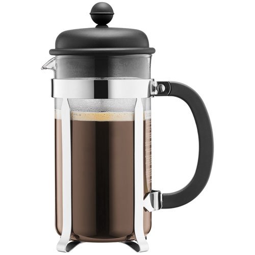 Bodum CAFFETTIERA Kaffeebereiter (French Press System, Permanent Edelstahlfilter, 1,0 liters) schwarz